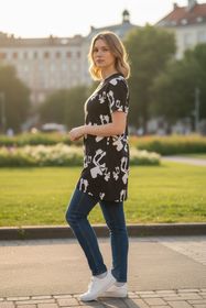 AAVA tunika HIRVAS S ja XXL musta lyhythihainen 