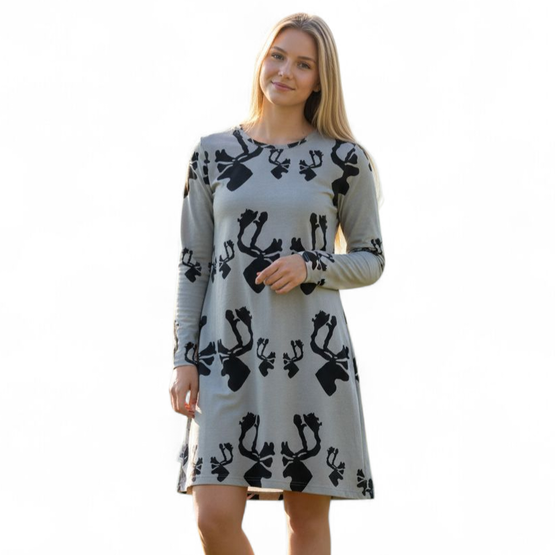 AAVA tunika HIRVAS harmaa M, L, XXL pitkähihainen 