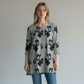 AAVA tunika HIRVAS L harmaa 3/4hihainen 