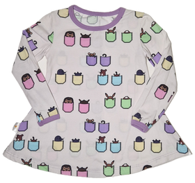 LAINE mekkotunika TASKUKAMUT 86-140cm liila kanttaus