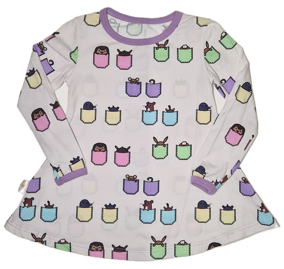 LAINE mekkotunika TASKUKAMUT 86-140cm liila kanttaus