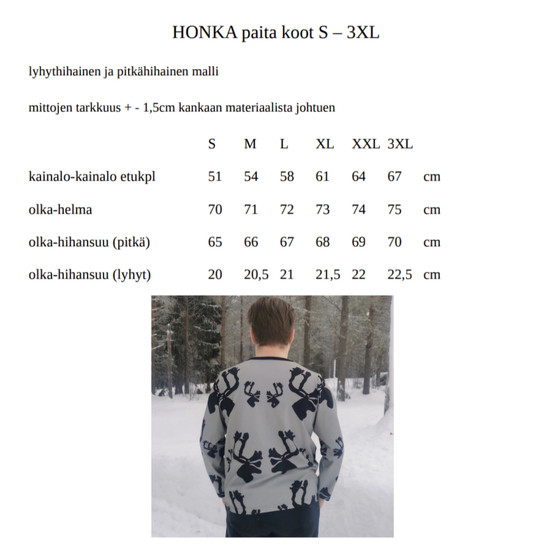 HONKA paita JARCRAC mettäkone lyhyt- ja pitkähihainen XS-3XL trikoo