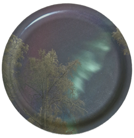 pyöreä tarjotin KOIVU JA REVONTULET halkaisija 24cm 2.laatuinen