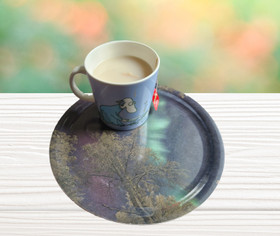 pyöreä tarjotin KOIVU JA REVONTULET halkaisija 24cm 2.laatuinen