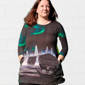 AAVA tunika LAPIN YÖ pitkähainen taskuilla L 