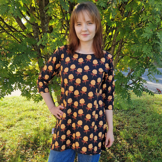 AAVA tunika HILLAT musta XS-3XL 3 hihanpituutta taskuilla/ilman taskuja