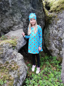 LAINE mekkotunika MANSIKKAKUKKA sininen 86-140cm