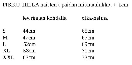 PIHLAJA paita SIILINIITTY 3 hihanpituutta XS-3XL 