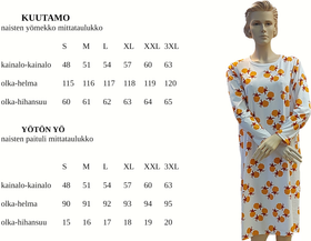 KUUTAMO yömekko HILLAKRANSSI XS-3XL tr