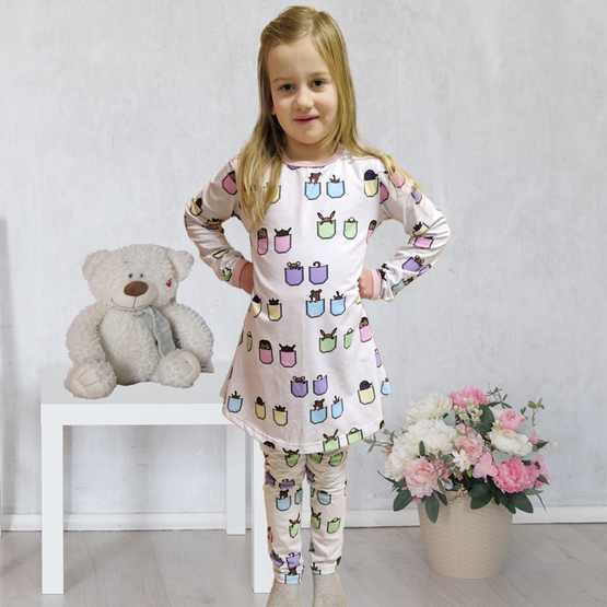 LAINE mekkotunika TASKUKAMUT 86-140cm liila kanttaus