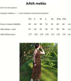 AAVA mekko KETUNLEIPÄÄ XS-3XL midi ja maxi pituus, taskuilla/ilman taskuja
