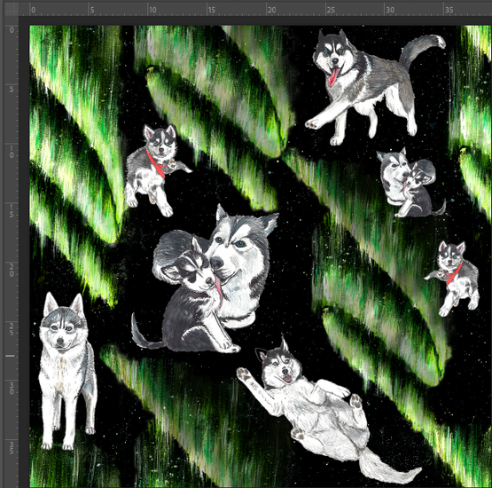 trikoo HUSKYT JA REPOSET leveys n. 175cm 