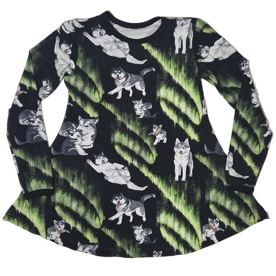 LAINE mekkotunika HUSKYT JA REPOSET 74-152cm lyhyt- / pitkähihainen