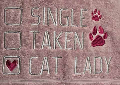 Single, taken, cat Lady käsipyyhe - TiXu's BlinG Towel Collection