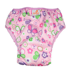 XL 15+ kg Royalkestot kuivaksiopetteluhousut Perhonen vaaleanpunainen bambujoustis