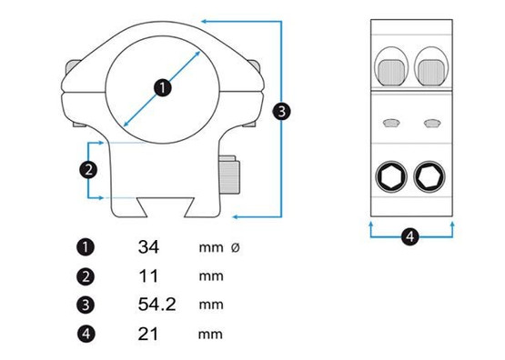 Audere PSR™ Scope Rings 34mm, low