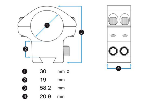 Audere PSR™ Scope Rings 30mm, med