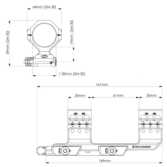 Schmeisser SM30 30 mm Medium Weaver/Picatinny