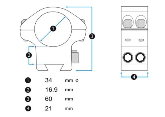 Audere PSR™ Scope Rings 34mm, Medium