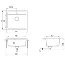 KIWI komposiittiallas 565x510mm musta