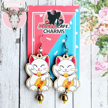 Niramuchu Feat Manga Cafe®:  Valkoiset Maneki Neko Korvakorut