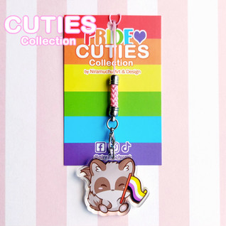 Cuties Pride Nonbinary Raccoon Phone Charm