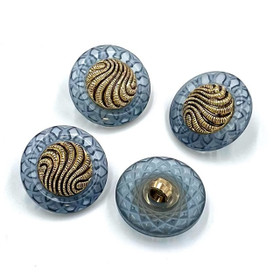 Siniharmaa kultakuvioinen kantanappi