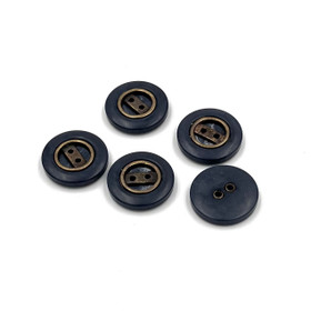 Siniharmaa nappi messinkikoristeella