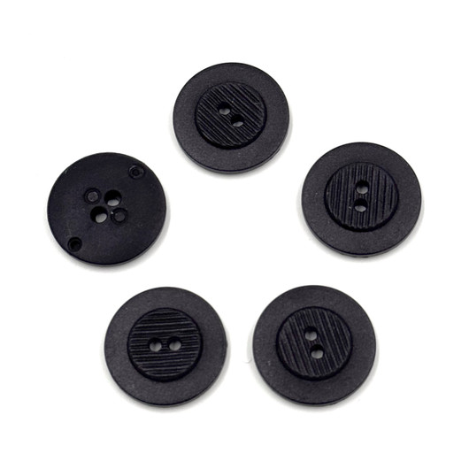 Black plastic button