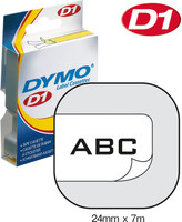 Dymo teippi 24mmx7m 53713 musta/valkoinen