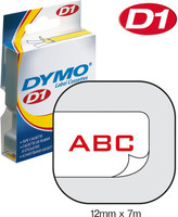 Dymo teippi 12mmx7m 45015 punainen/valkoinen