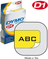 Dymo teippi 12mmx7m 45018 musta/keltainen