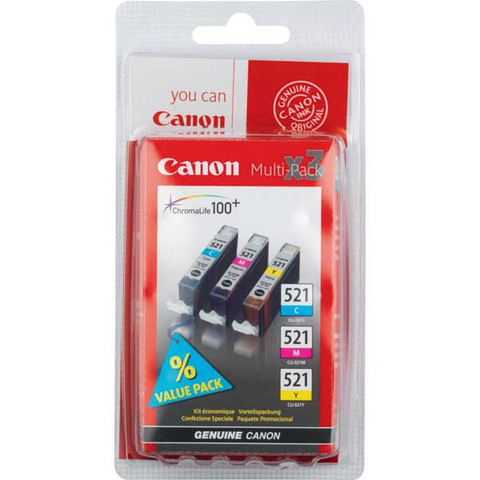 Canon CLI-521 Mustesuihkupatruuna multipack cyan/magenta/keltainen