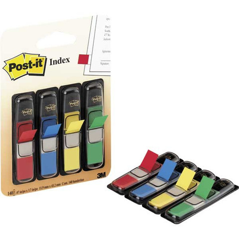 Post-it Index teippimerkki 12x44mm, 4 perusväriä