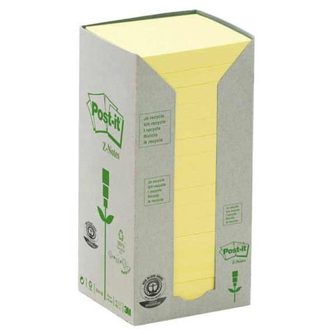 Post-it Z-Notes viestilapputorni eko 76 x 76mm, keltainen