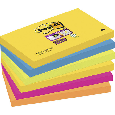 Post-it Super Sticky viestilappu Rio 76x127mm, 1 kpl=6 nidettä