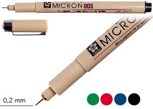 Kuitukärkikynä Sakura Micron 005 musta arkistokelpoinen 