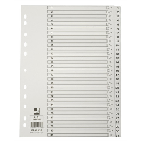 Hakemisto  1-31 A4 valkoinen kartonki