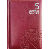 Ajasto 5 vuoden kalenteri päiväämätön viininpunainen 148 x 210mm
