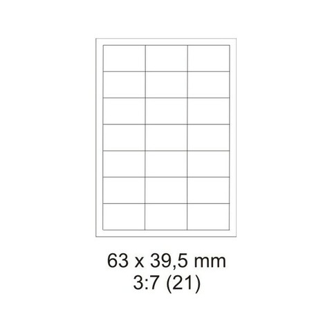 Tulostustarra 21-osainen 63x39,5mm 100kpl laatikko