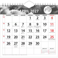 Luna 2027 seinäkalenteri, pöytä- ja seinäkäyttöön