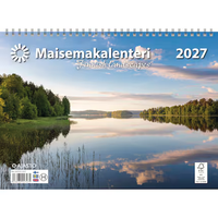 Maisemakalenteri 2027 seinälle, kolmikielinen ja selkeä