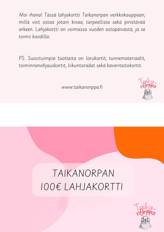 100€ lahjakortti varhaiskasvatukseen, päiväkotiin tai läheiselle