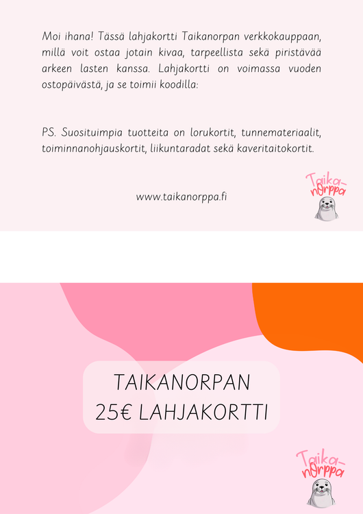 25€ lahjakortti päiväkodin henkilöstölle tai perhepäivähoitajalle