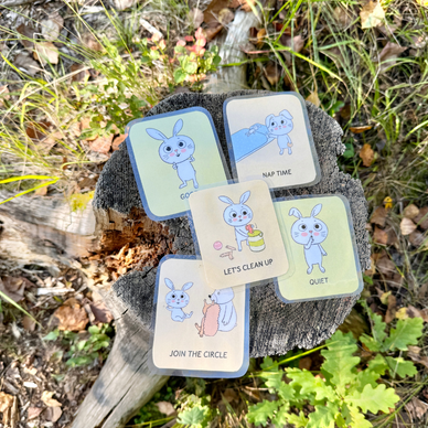 Cute daily routine cards for early childhood education + home: bunnies