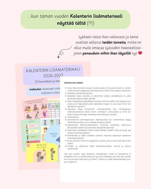Ennakkomyynti: Varhaiskasvattajan kalenteri A5-koossa 2026-2027