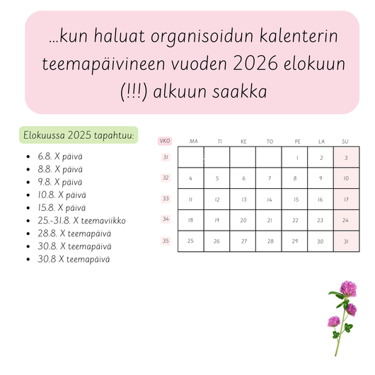 Varhaiskasvattajan kalenteri A4-koossa 2025-2026