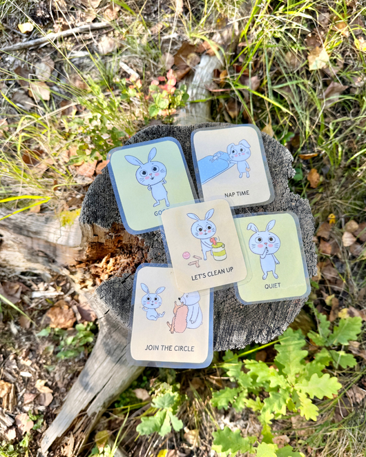 Cute daily routine cards for early childhood education + home: bunnies