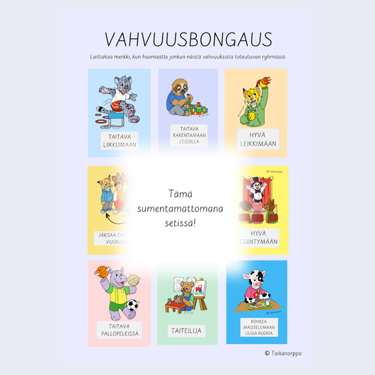 Aktiviteetteja vahvuuskorttien kanssa