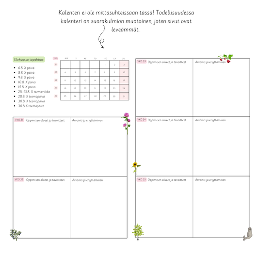 Varhaiskasvattajan kalenteri A4-koossa 2025-2026